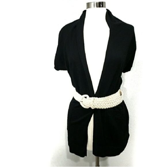 Michael Michael Kors Black Cardigan Sweater With Belt XS‎ - Picture 1 of 6